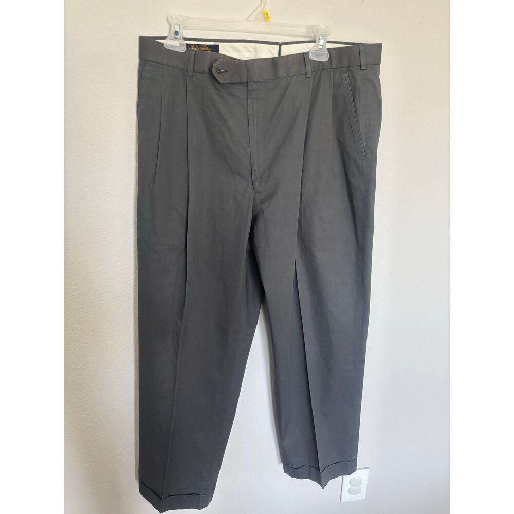 Brooks Brothers Gray Pleated Dress Pants Mens 36x39 Cuffed Trousers